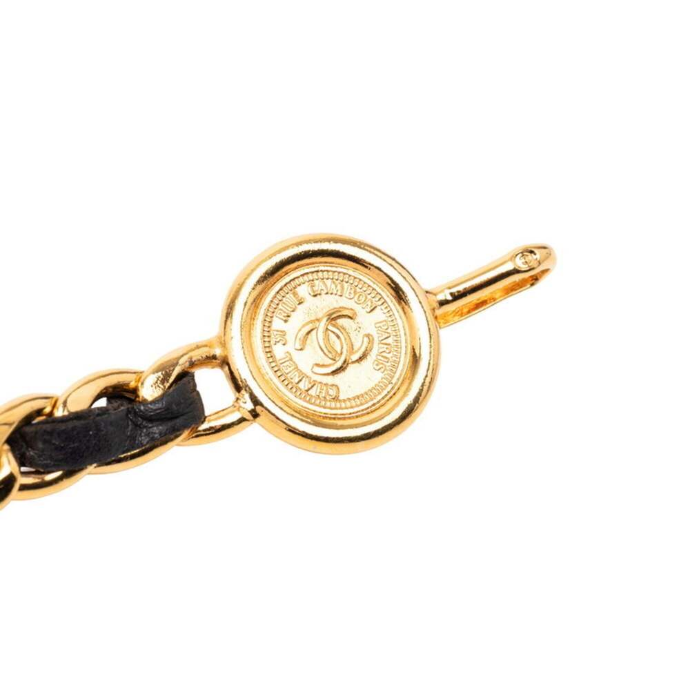 Chanel Coco Mark 31 RUE CAMBON PARIS Chain Belt Gold Black Plated Leather Wom... - Picture 2 of 4
